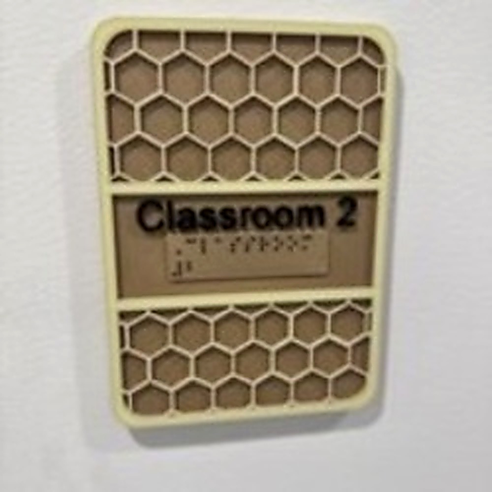 Custom ADA classroom Braille sign made in Pittsburgh for schools and training spaces